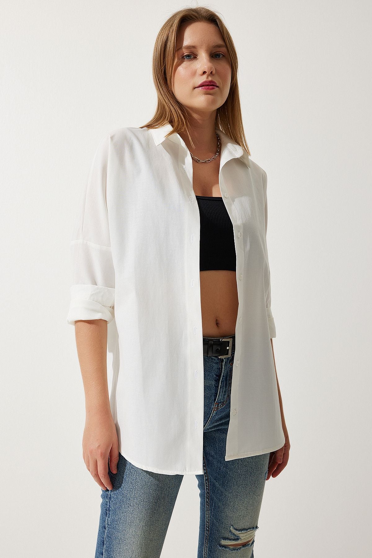 Oversized Button Down Shirt - White