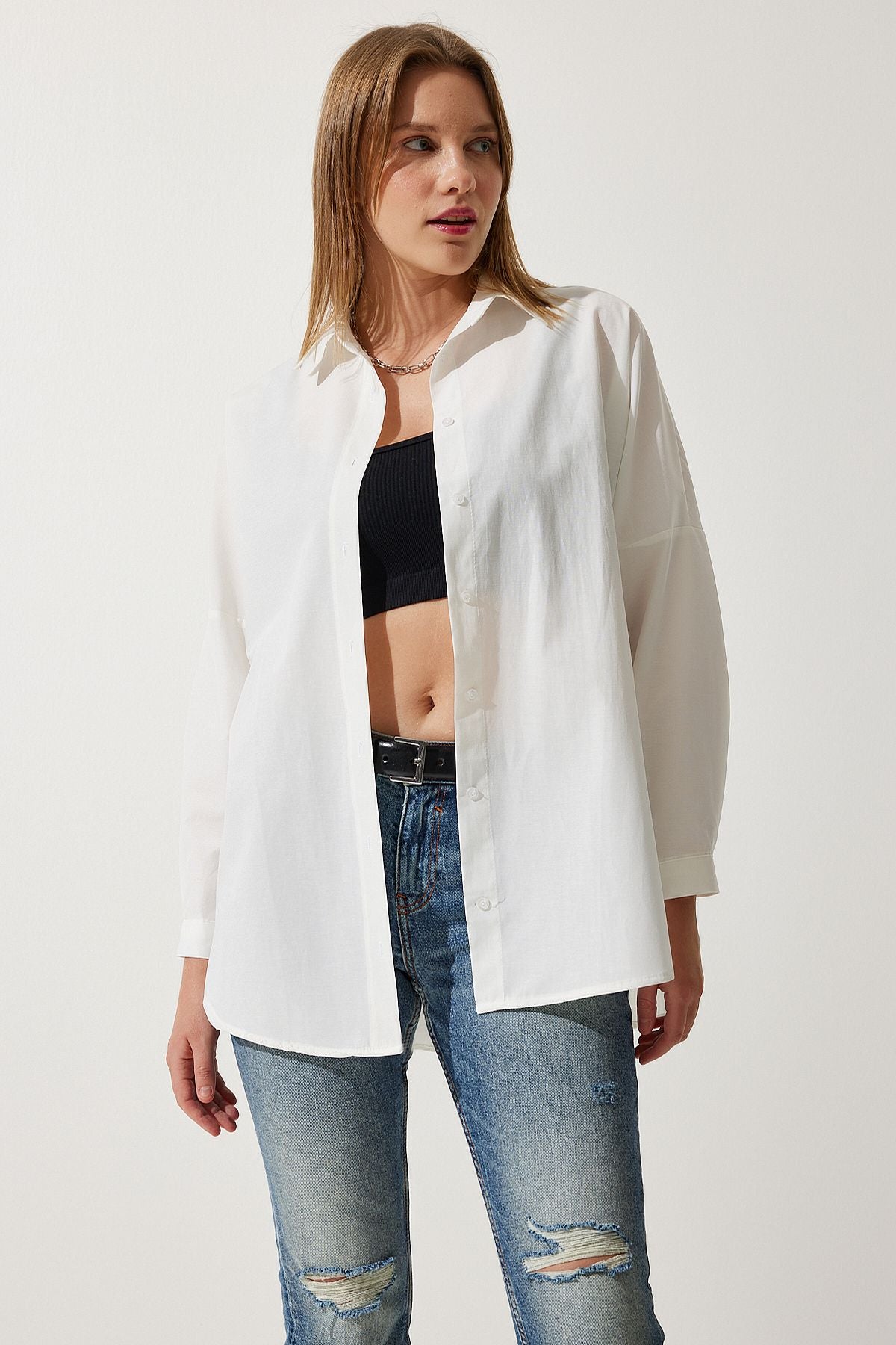 Oversized Button Down Shirt - White