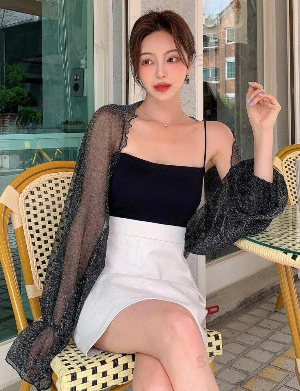 DAZY Solid Flounce Sleeve Top