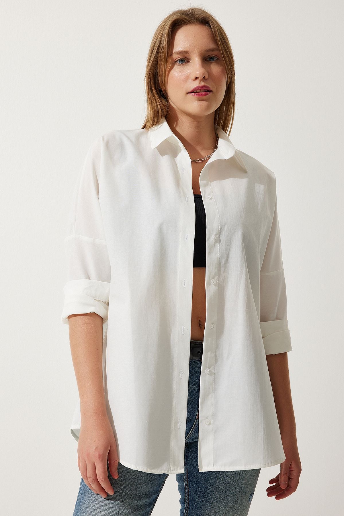 Oversized Button Down Shirt - White