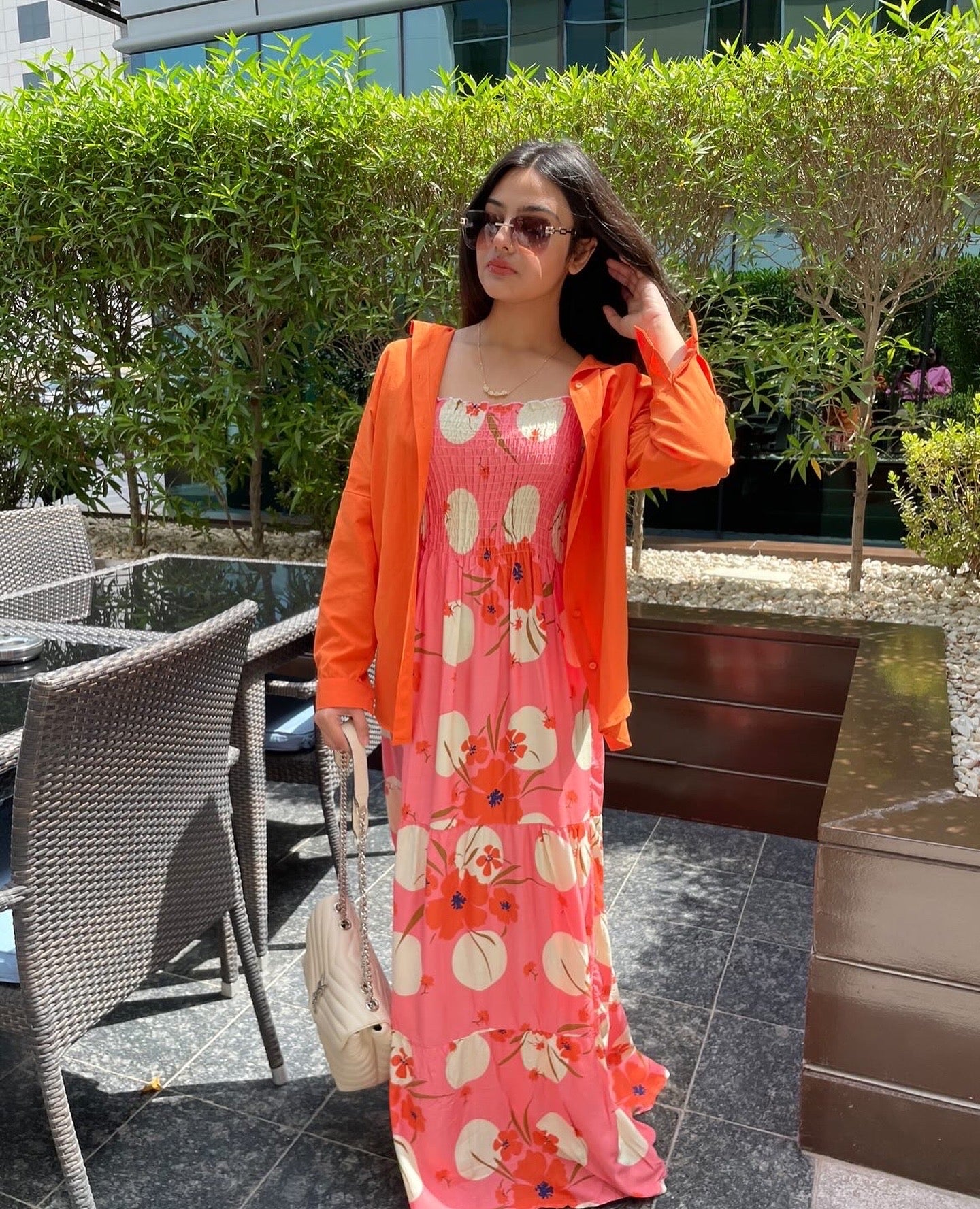 Oversized Button Down Shirt - Orange