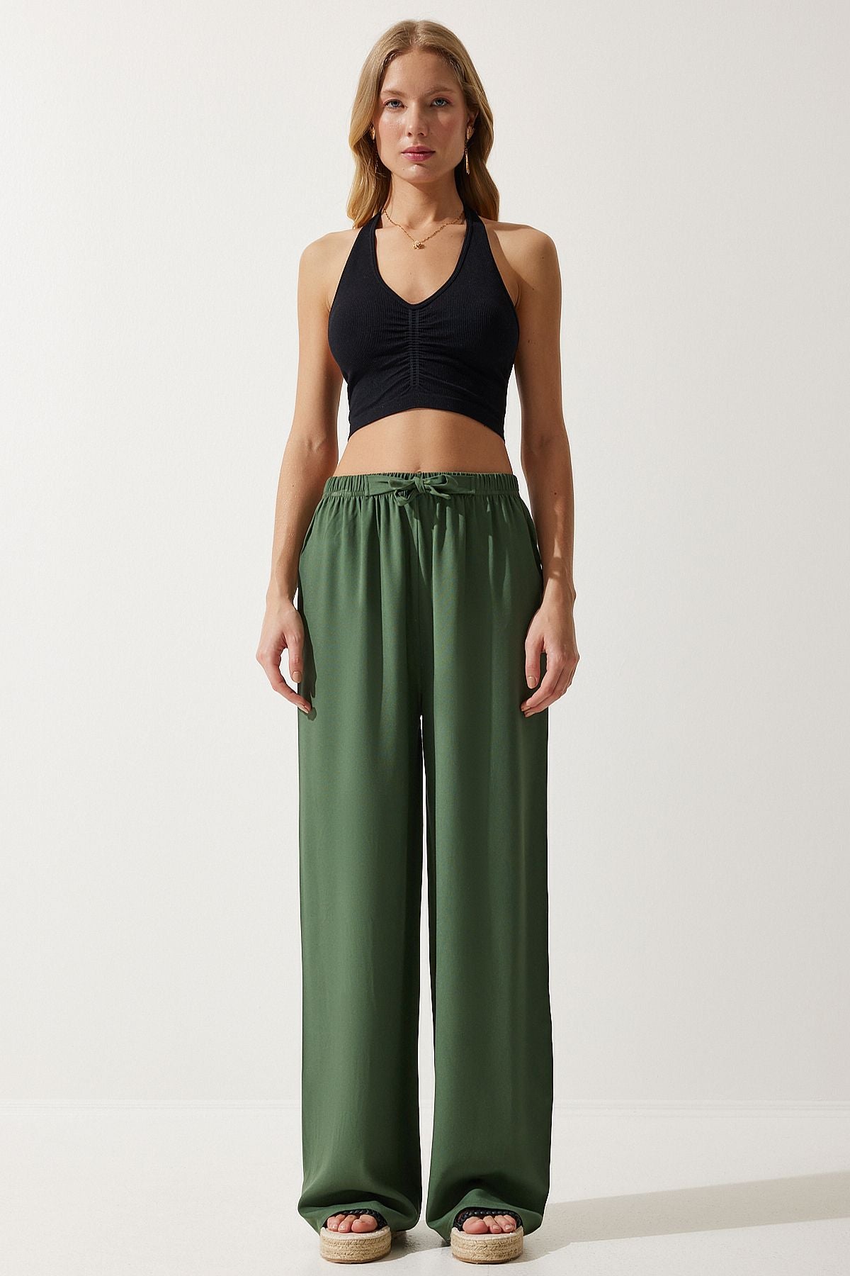 Women’s Khaki Summer Viscose Breezy Pants
