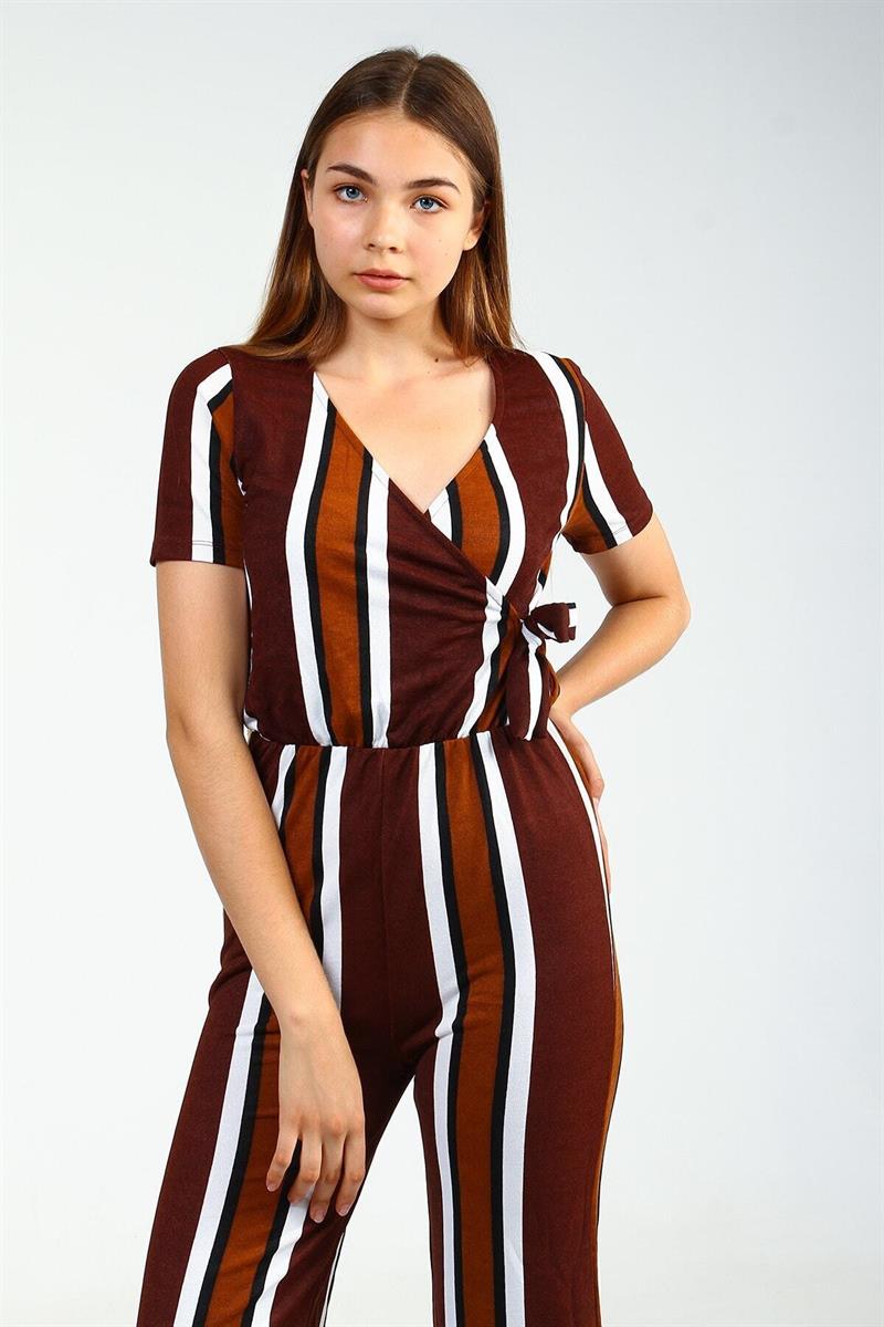 Brown Striped Jumpsuit