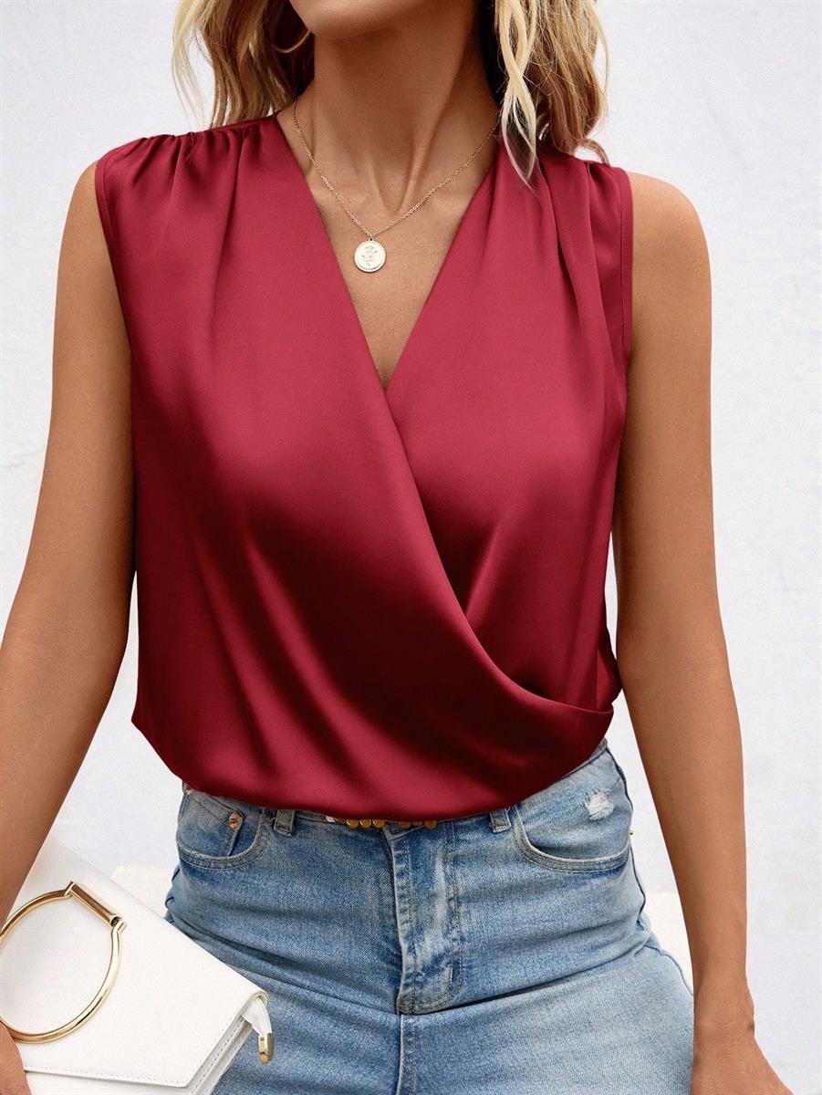 SHEIN LUNE Sleeveless Satin Blouse