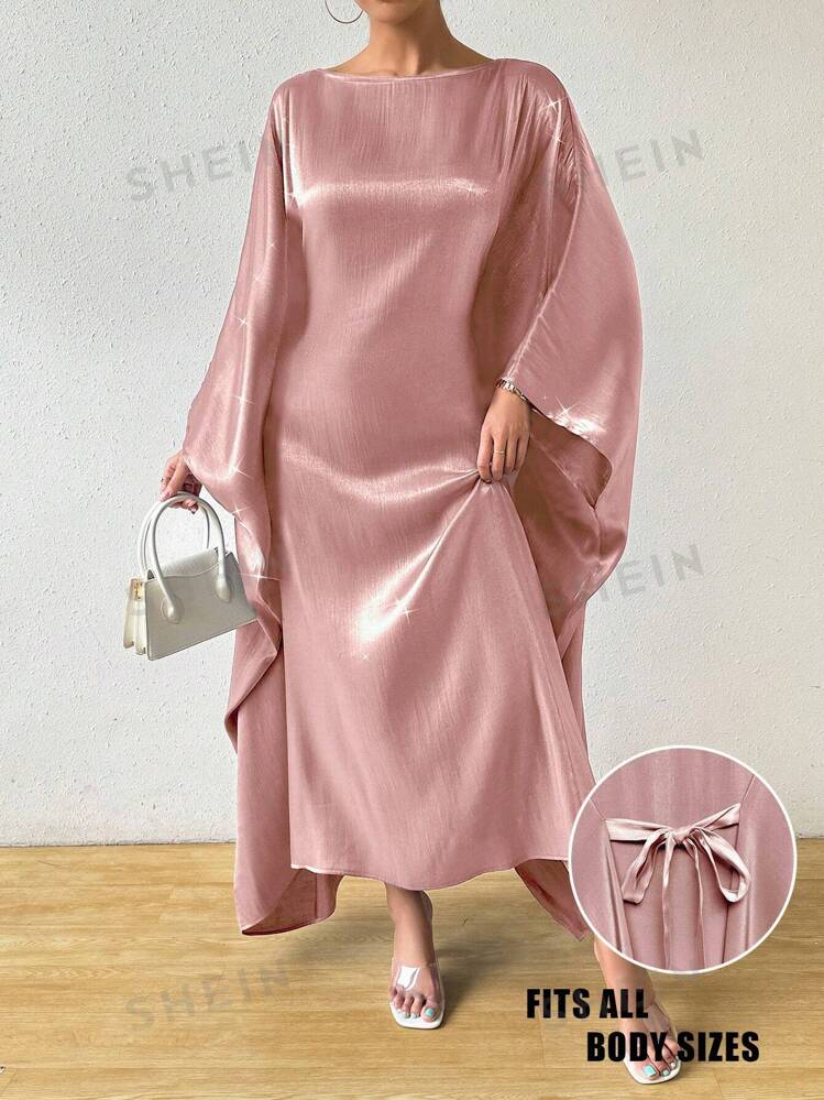 SHEIN Raffinéa Women Round
Neck Batwing Sleeve Rose Pink Dress