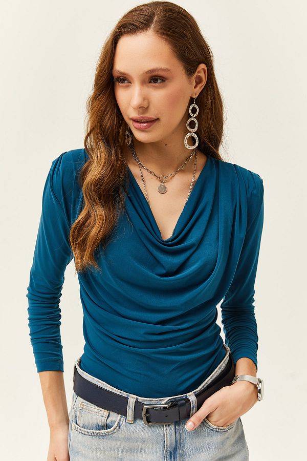 Women's Petrol Blue Padded Blouse