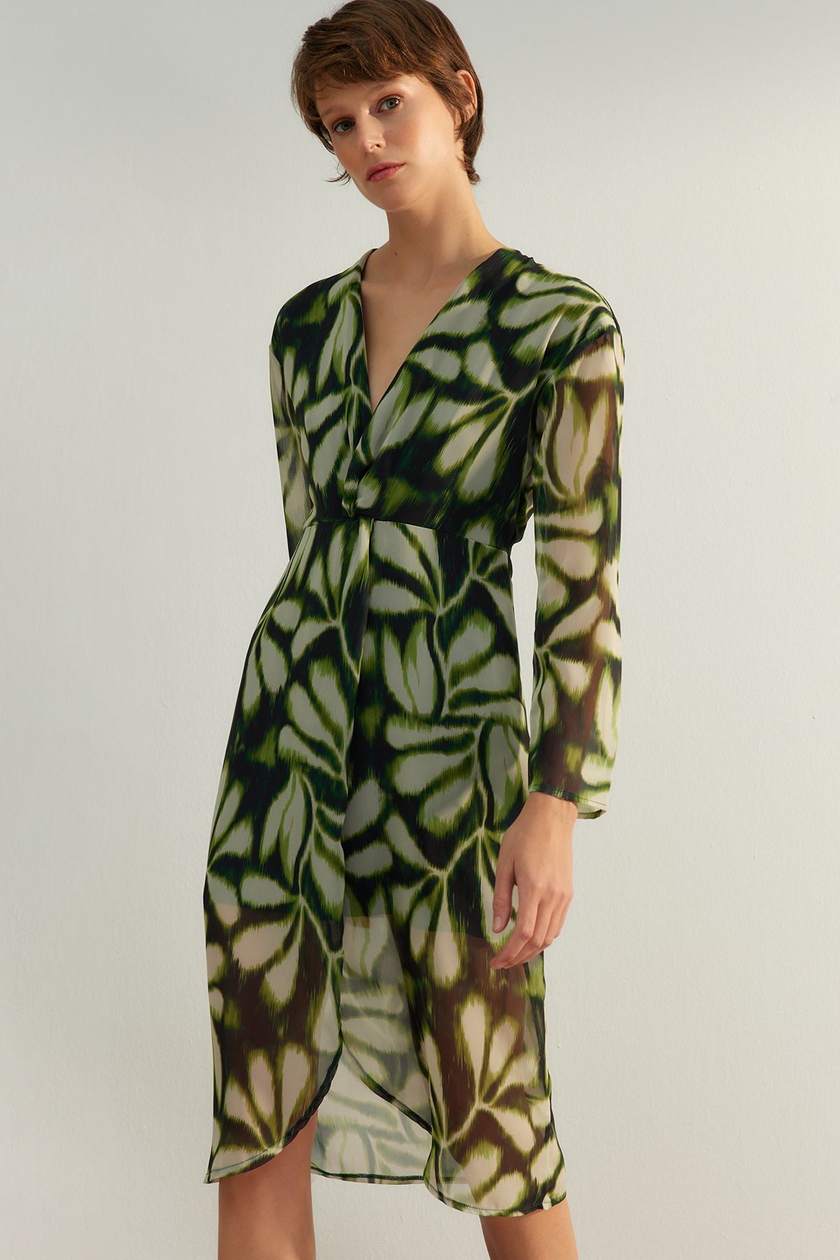 Green patterned floral dress