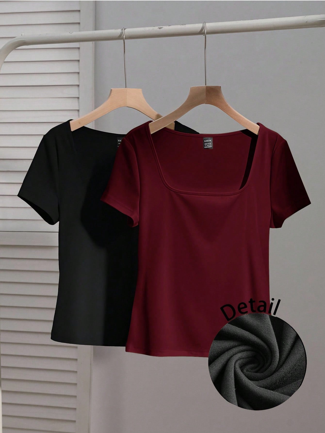 Women’s basic square neck tee shirt set