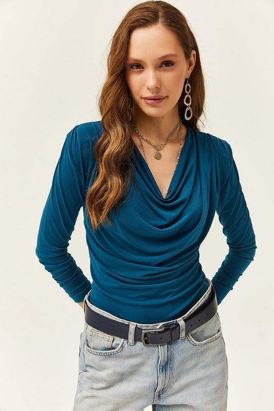 Women's Petrol Blue Padded Blouse