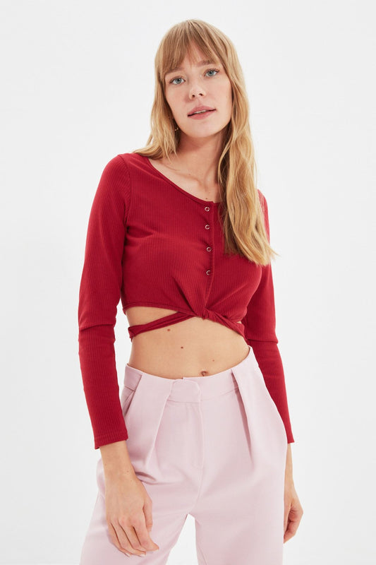 Burgundy Ribbed Top