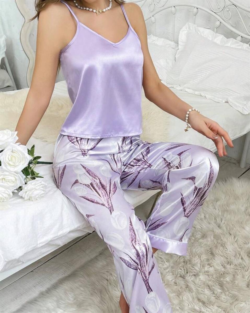 SHEIN Floral Printed Satin PJ Set