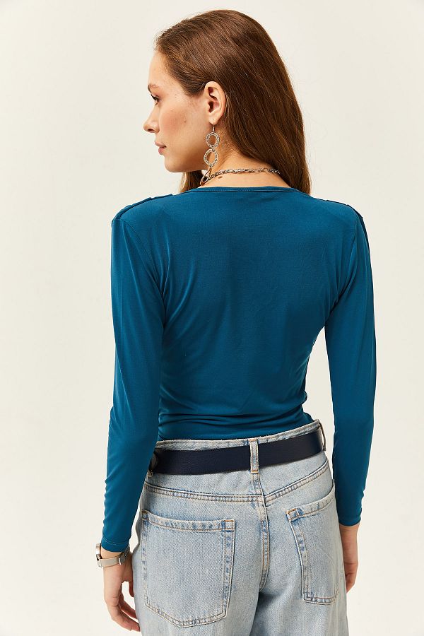 Women's Petrol Blue Padded Blouse