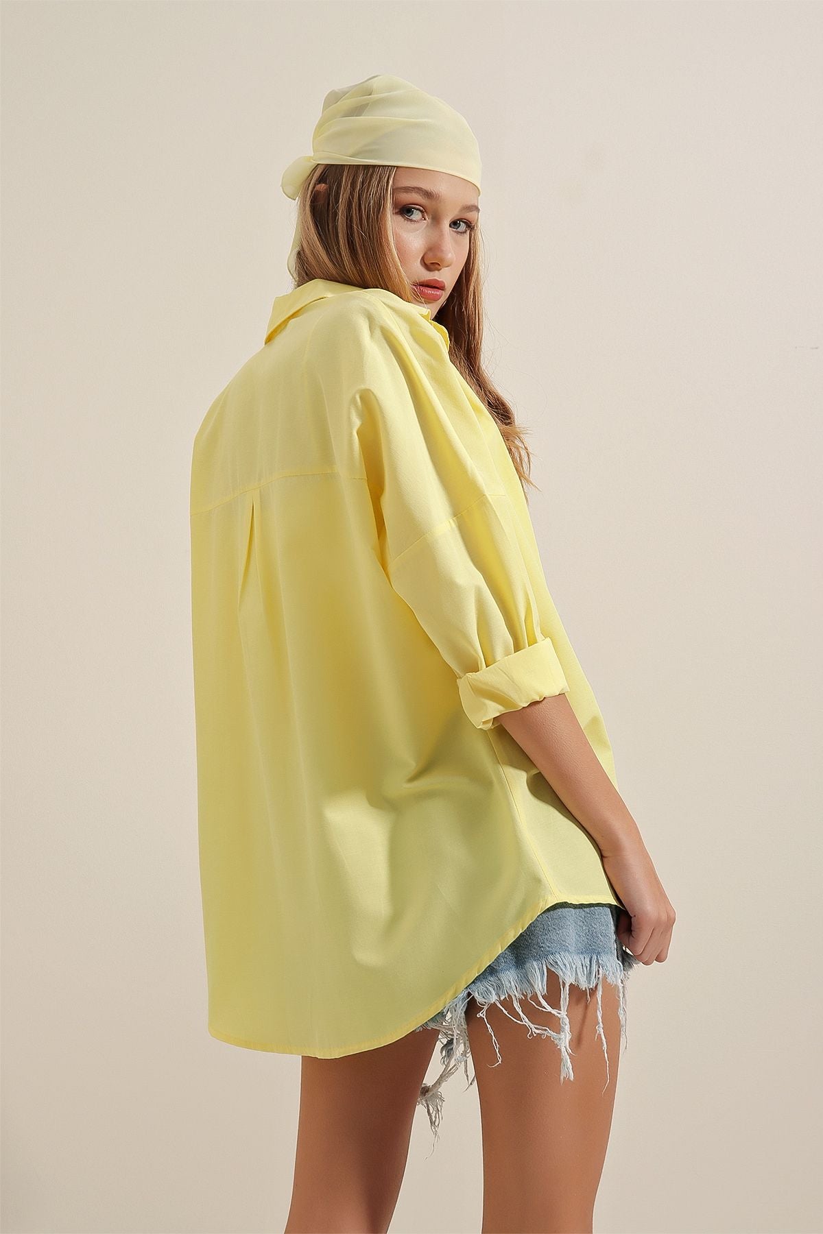 Oversized Button Down Shirt - Lemon