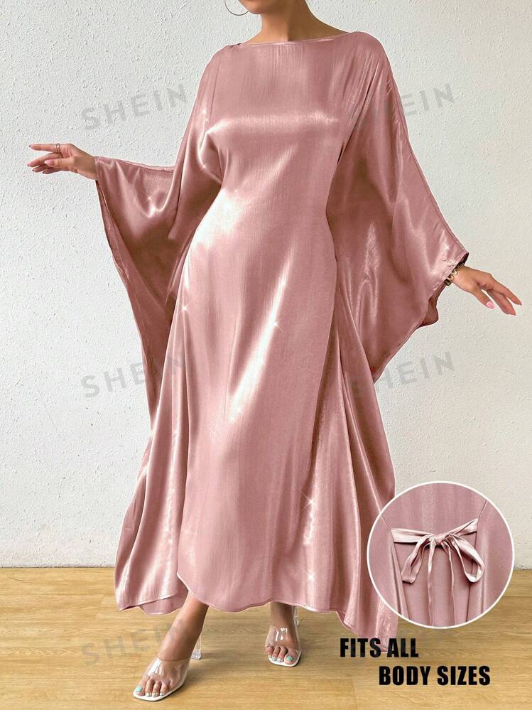 SHEIN Raffinéa Women Round
Neck Batwing Sleeve Rose Pink Dress