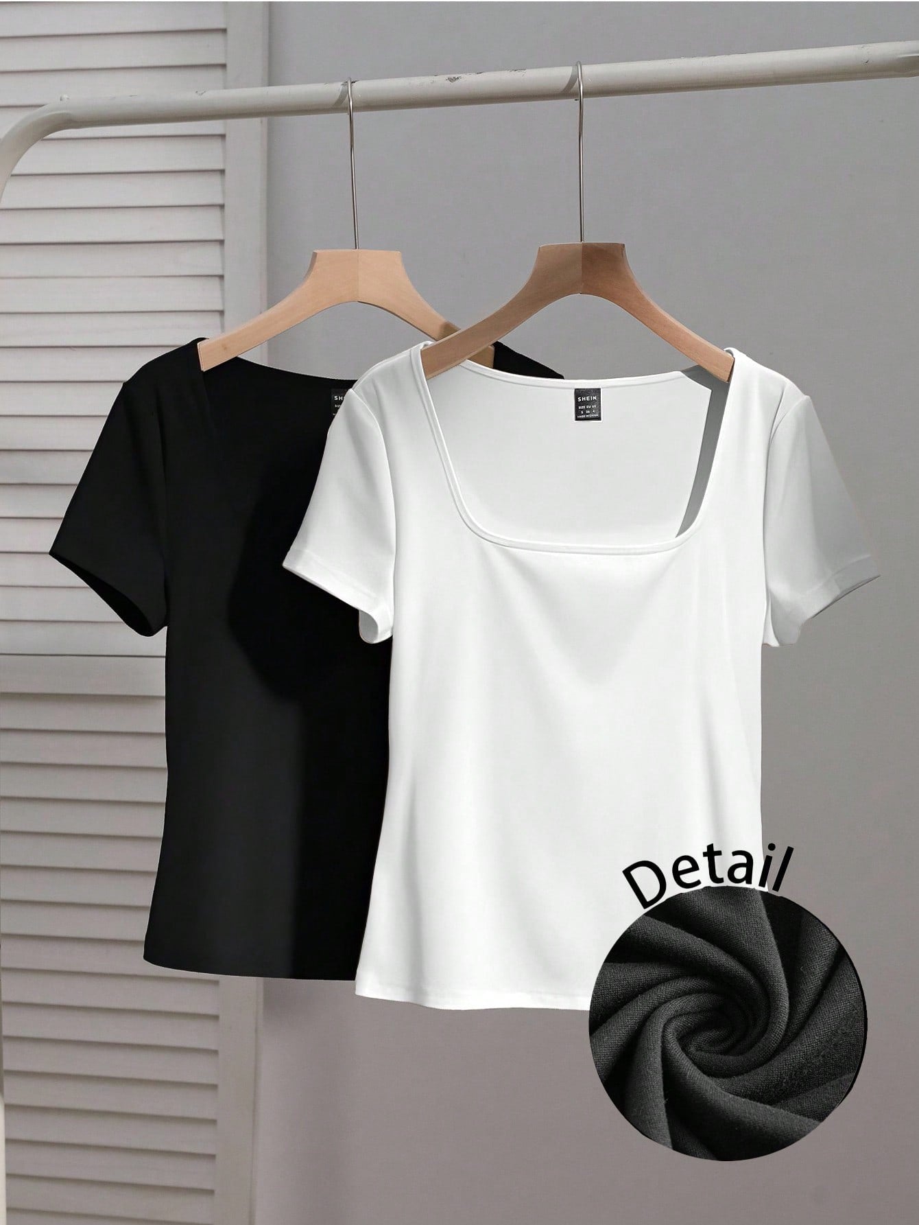 Women’s basic square neck tee shirt set