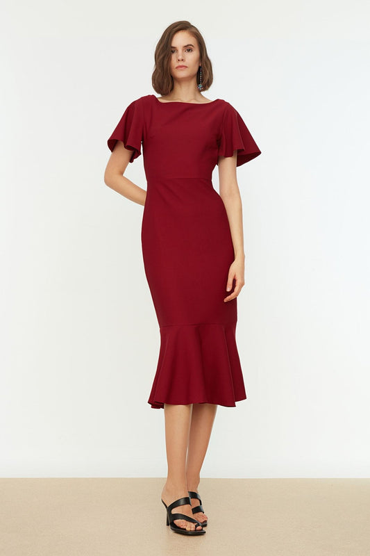 Burgundy Body Fitting Dress
