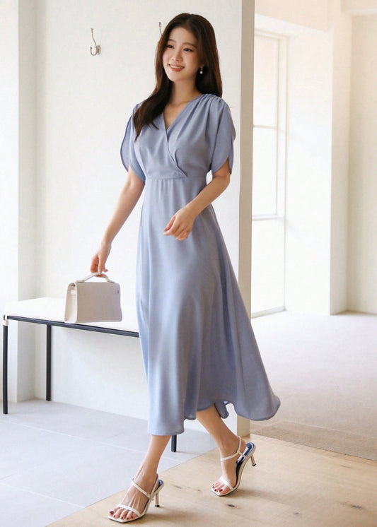 DAZY solid colour elegant dress