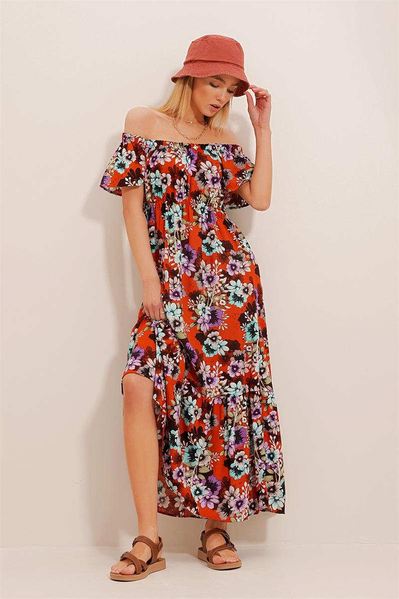 Printed Long Floral Dress