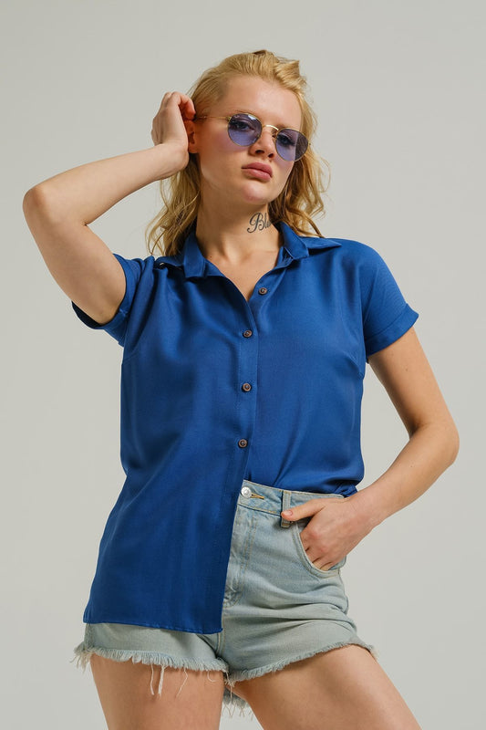 Armonika - Half Sleeves Button Down (Blue)