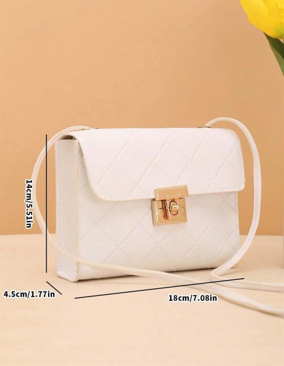 SHEIN Fashionable Geometric Pattern Flip-Lock Square Bag