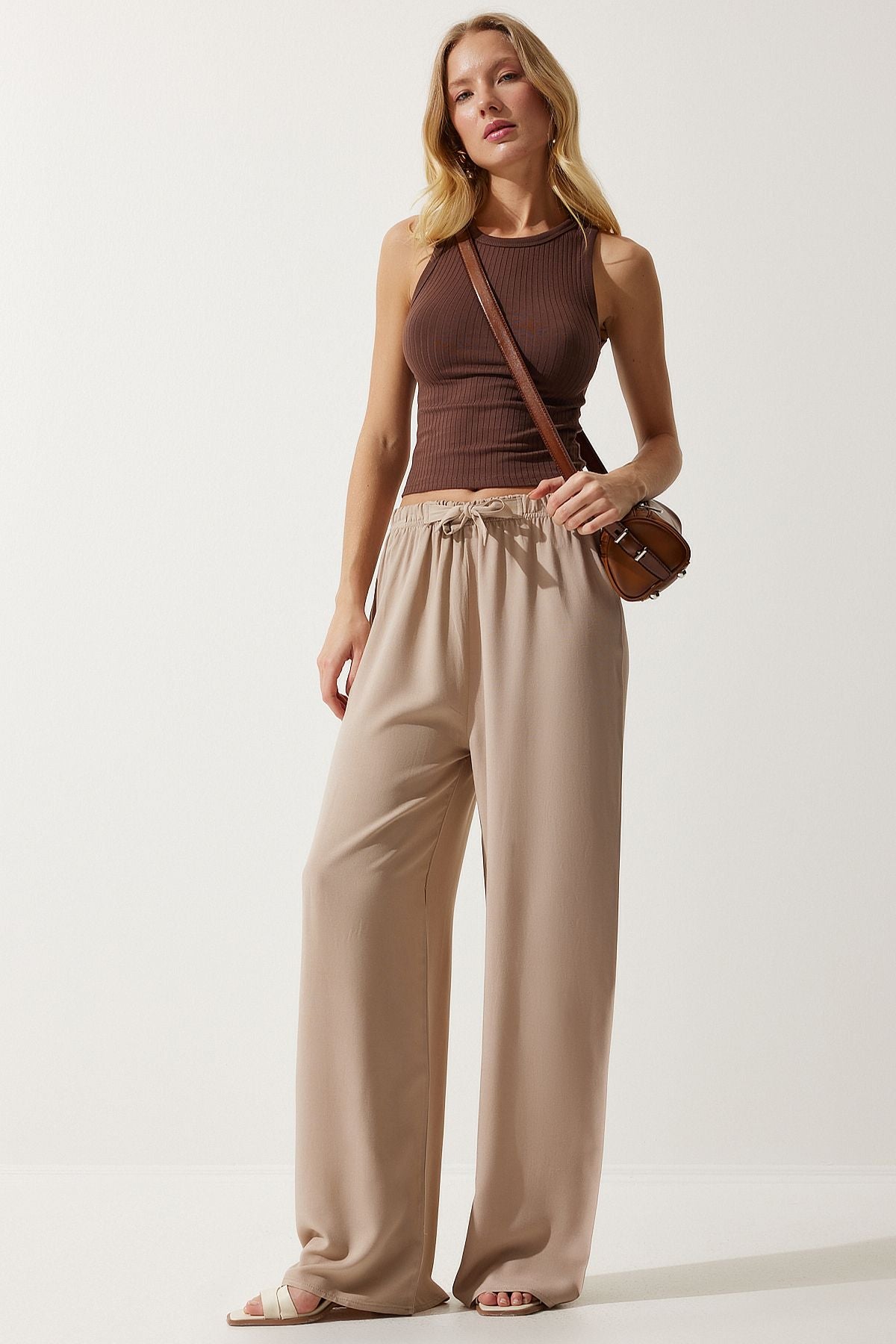 Premium Women's Beige Summer Viscose Pants