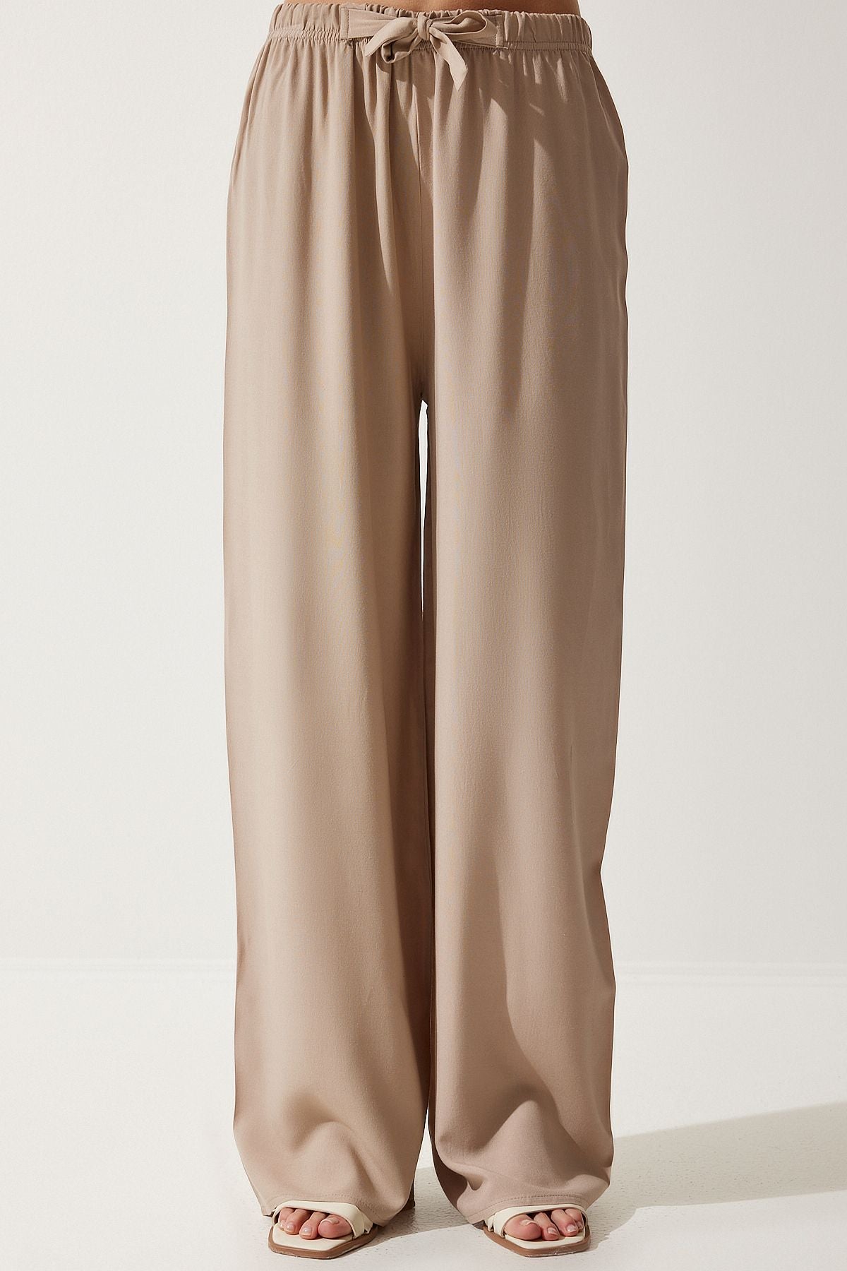 Premium Women's Beige Summer Viscose Pants