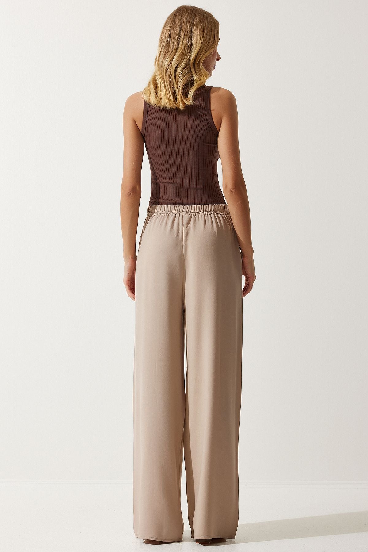 Premium Women's Beige Summer Viscose Pants