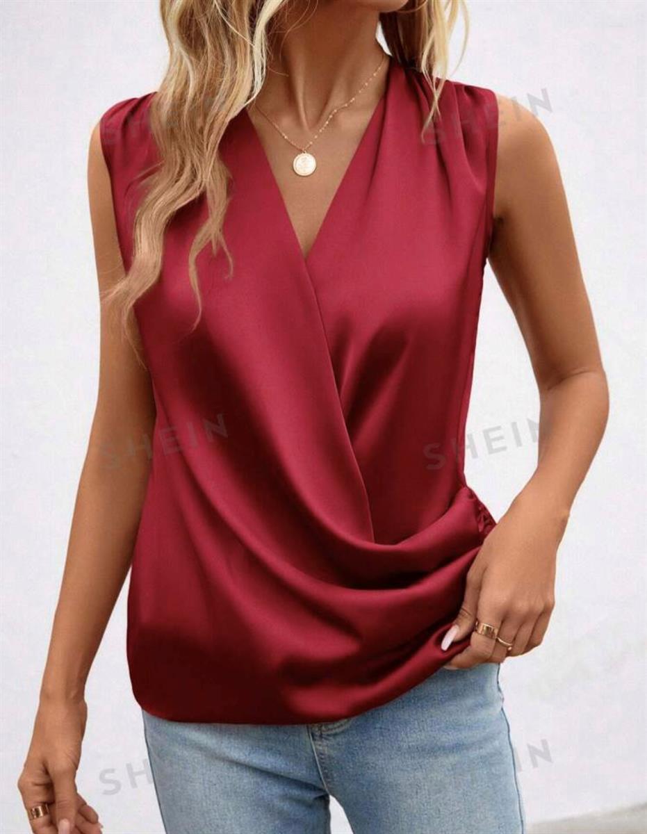 SHEIN LUNE Sleeveless Satin Blouse