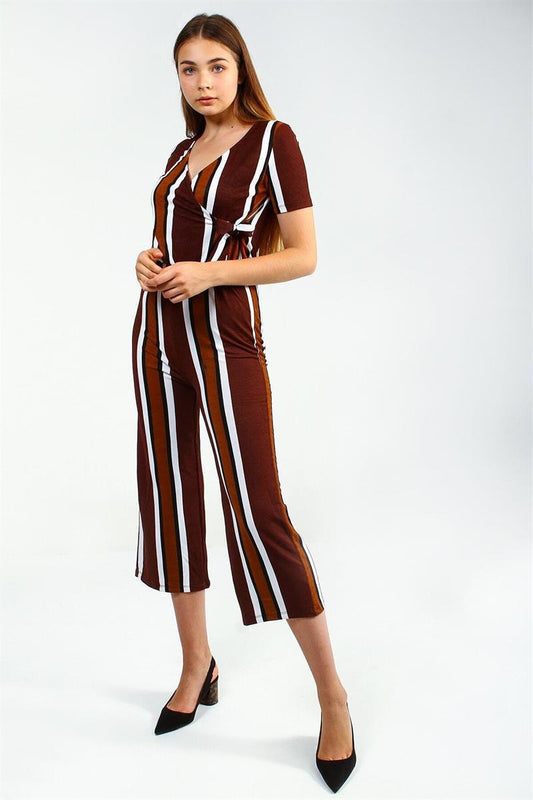 Brown Striped Jumpsuit